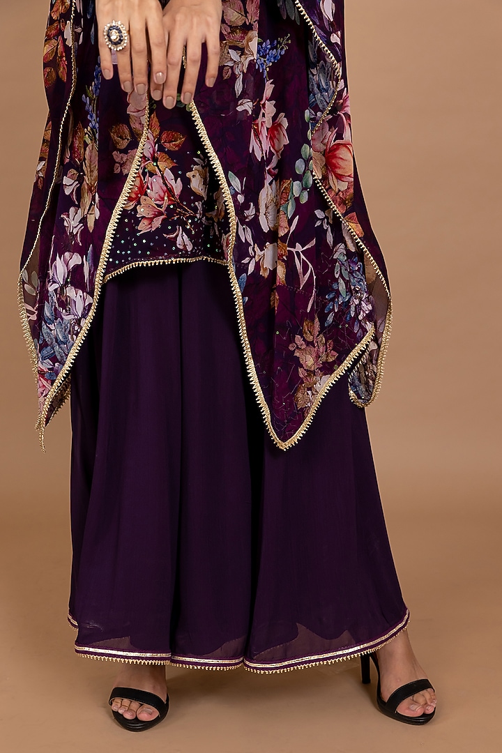 Purple Georgette Embroidered & Printed Kaftan Set by Varun Bahl Pret at Pernia's Pop Up Shop