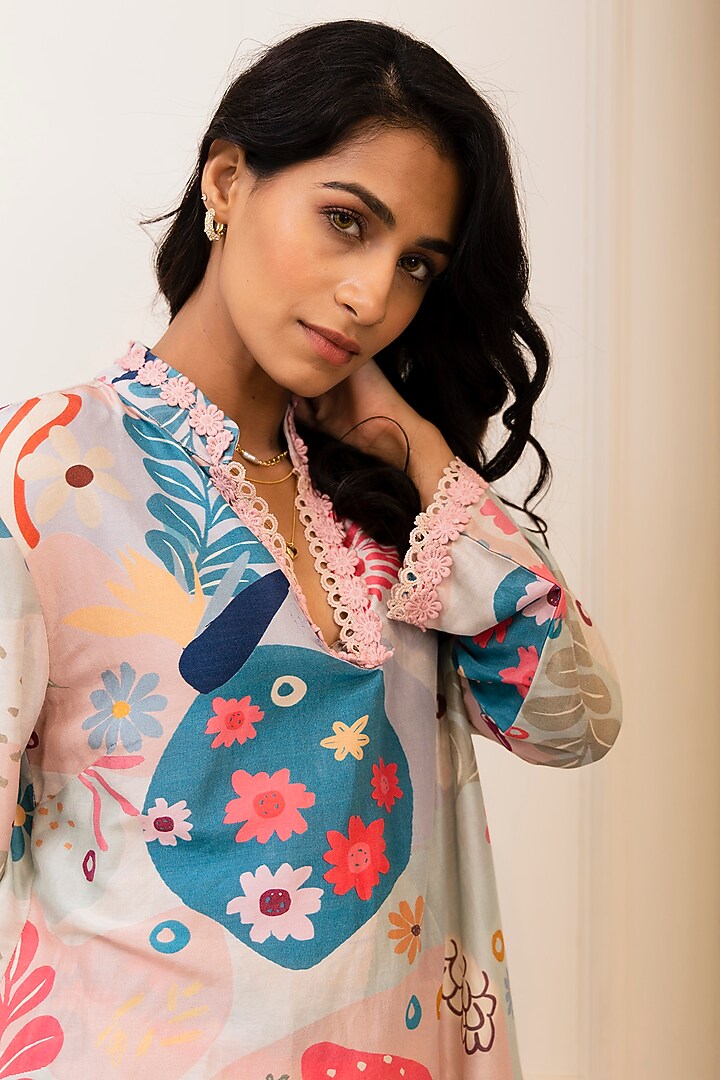 Multi-Colored Chanderi Printed Co-Ord Set by Varun Bahl Pret at Pernia's Pop Up Shop