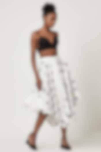 Black & White Cotton Frilled Skirt by Varun Bahl Pret at Pernia's Pop Up Shop