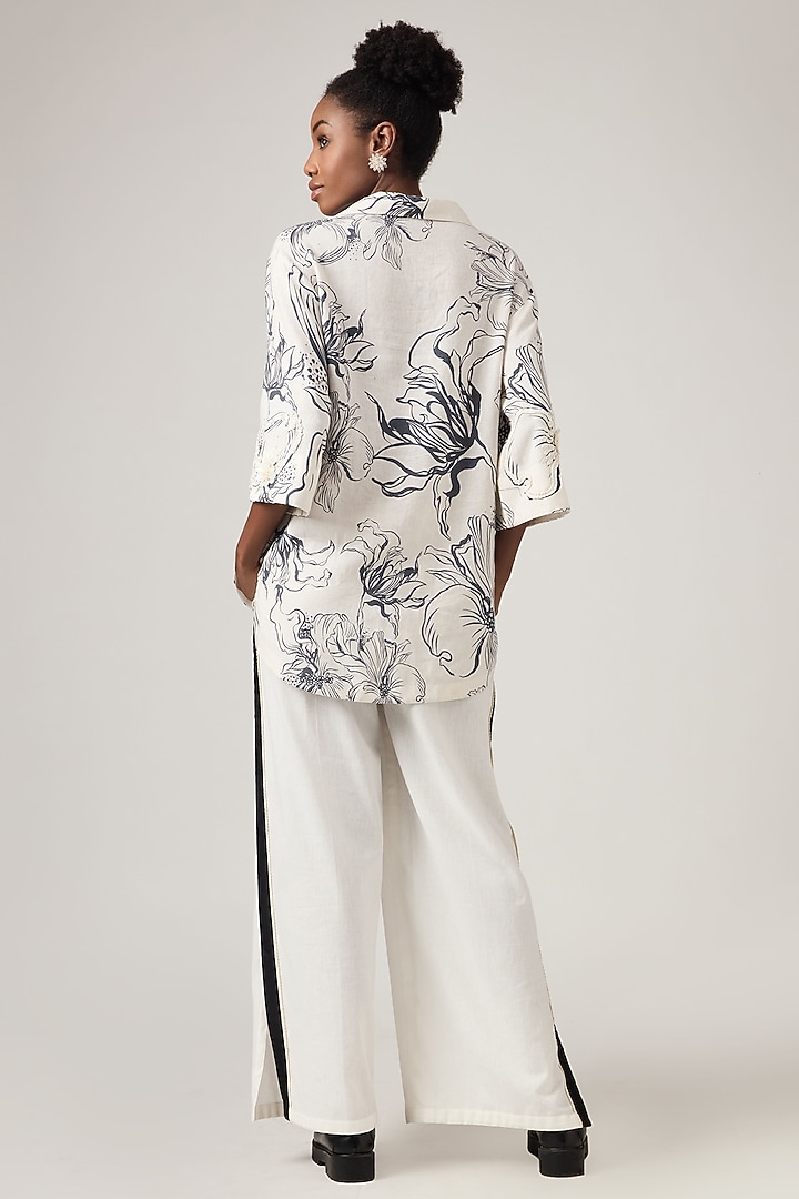 Black & White Linen Printed Top by Varun Bahl Pret at Pernia's Pop Up Shop