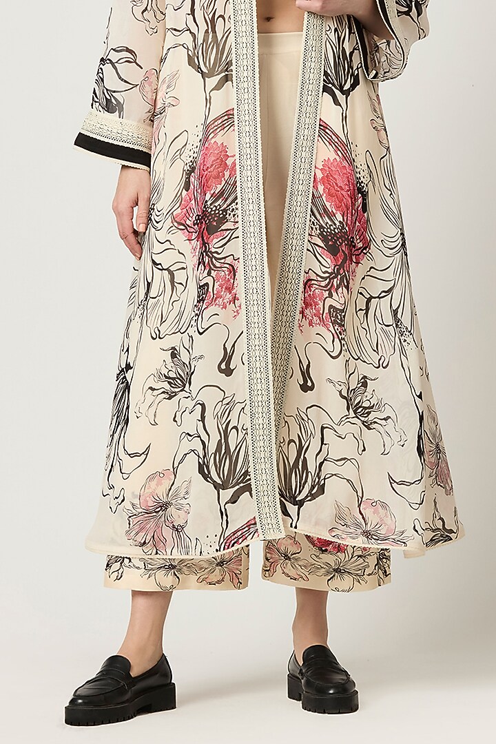 Ivory Georgette Printed Cape Set by Varun Bahl Pret at Pernia's Pop Up Shop