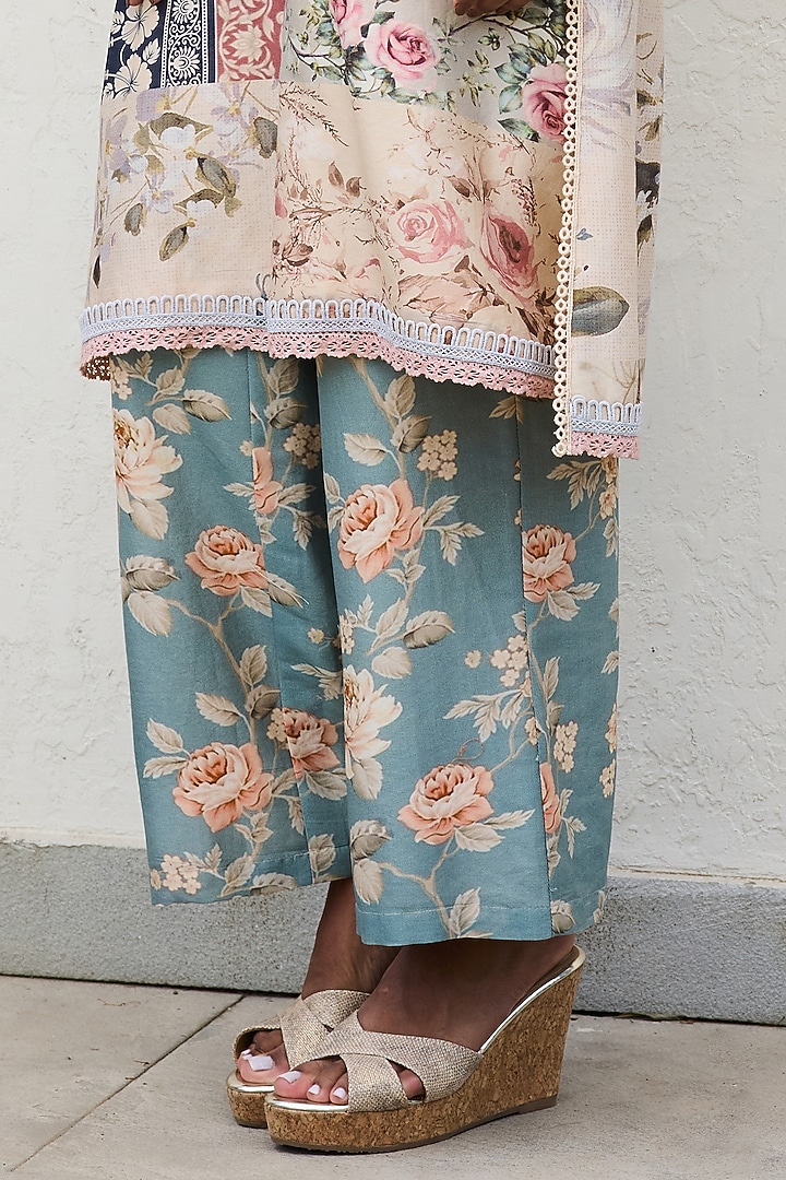 Multi-Colored Chanderi Patchwork Printed Kurta Set by Varun Bahl Pret at Pernia's Pop Up Shop