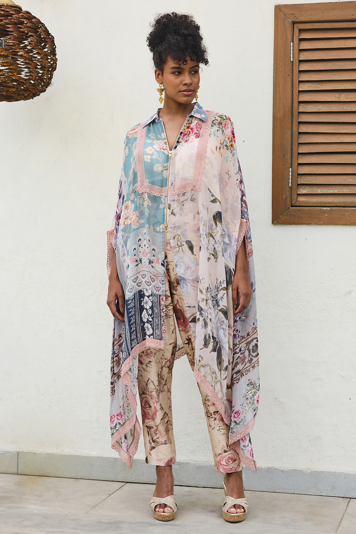 Multi-Colored Georgette Patchwork Printed Tunic Set by Varun Bahl Pret at Pernia's Pop Up Shop