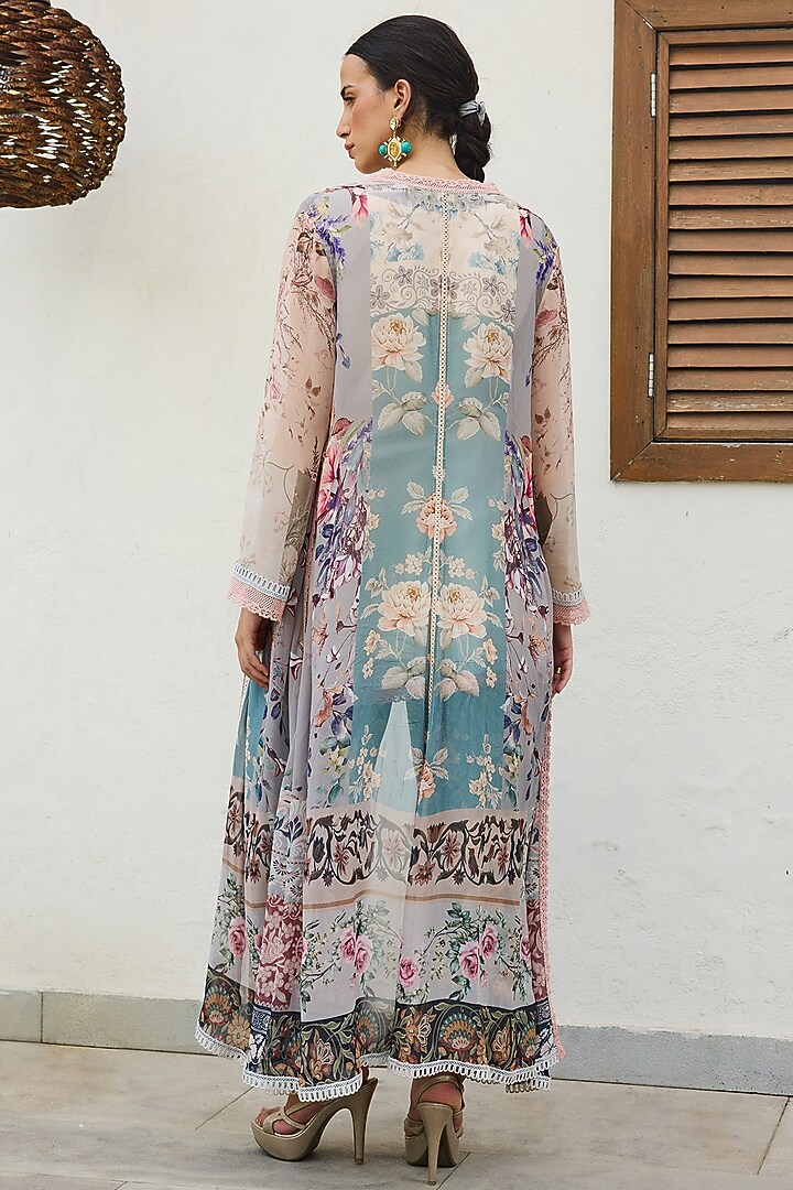 Multi-Colored Georgette Printed Cape Set by Varun Bahl Pret at Pernia's Pop Up Shop