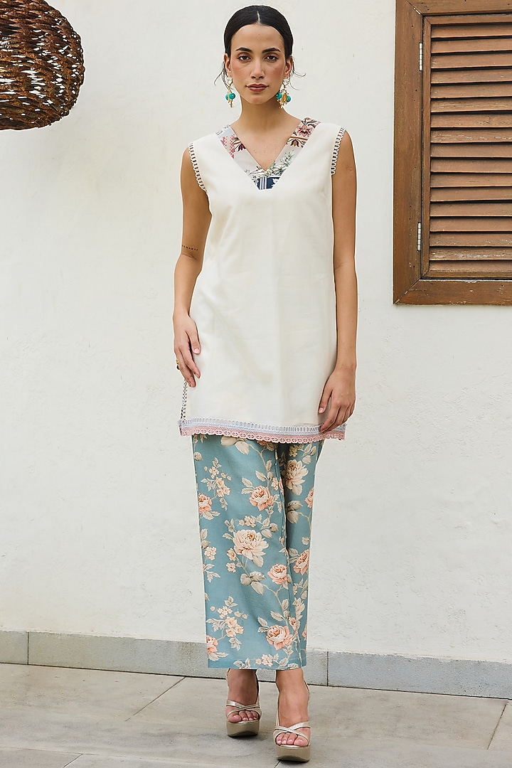 Multi-Colored Georgette Printed Cape Set by Varun Bahl Pret at Pernia's Pop Up Shop