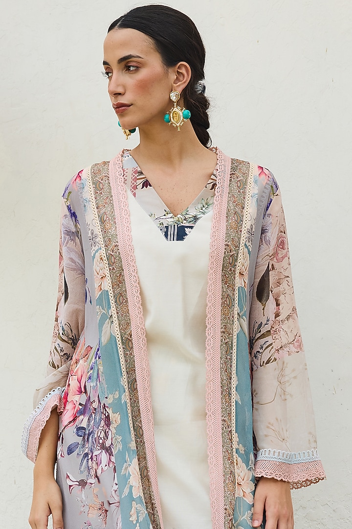 Multi-Colored Georgette Printed Cape Set by Varun Bahl Pret at Pernia's Pop Up Shop