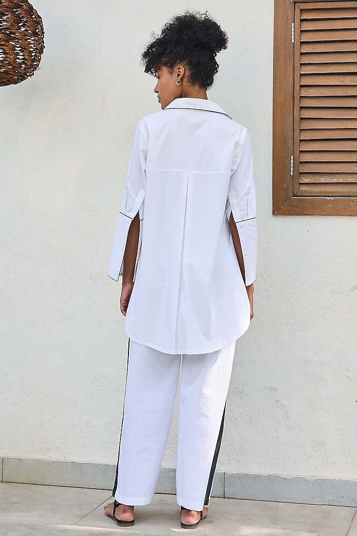 White Poplin & Linen Printed Co-Ord Set by Varun Bahl Pret at Pernia's Pop Up Shop