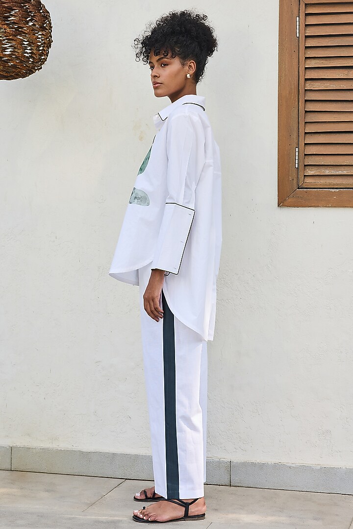 White Poplin & Linen Printed Co-Ord Set by Varun Bahl Pret at Pernia's Pop Up Shop