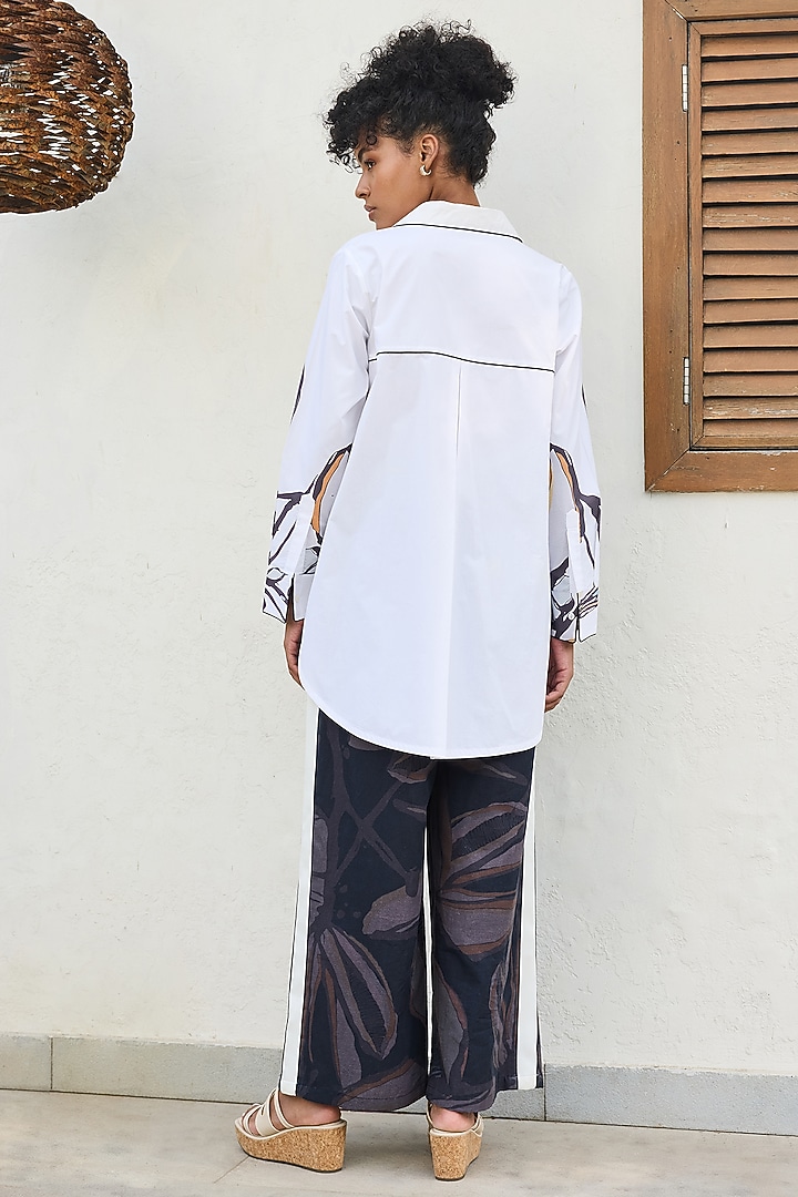 White & Black Linen Printed Co-Ord Set by Varun Bahl Pret at Pernia's Pop Up Shop
