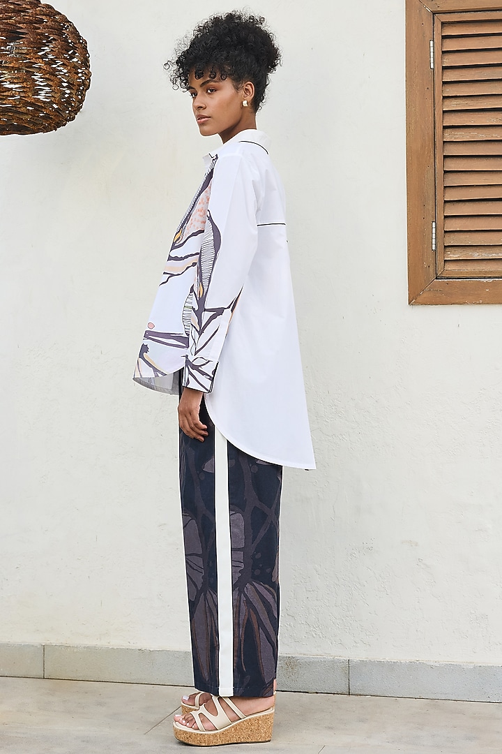 White & Black Linen Printed Co-Ord Set by Varun Bahl Pret at Pernia's Pop Up Shop