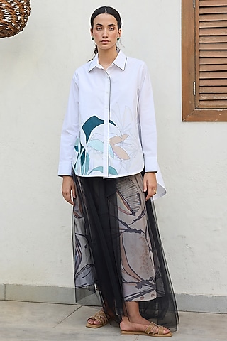 Black Net Skirt Set by Varun Bahl Pret