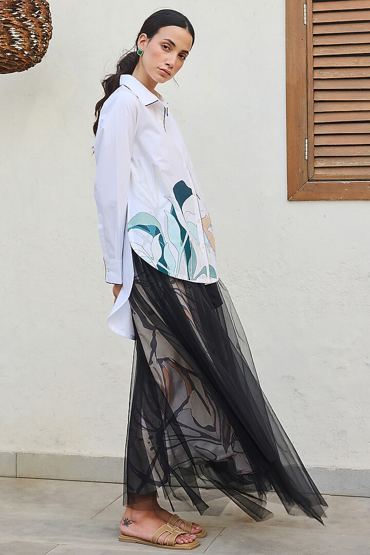 Black Net Skirt Set by Varun Bahl Pret at Pernia's Pop Up Shop