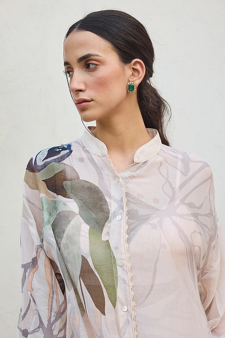 Pink Chanderi Printed Kurta Set by Varun Bahl Pret at Pernia's Pop Up Shop