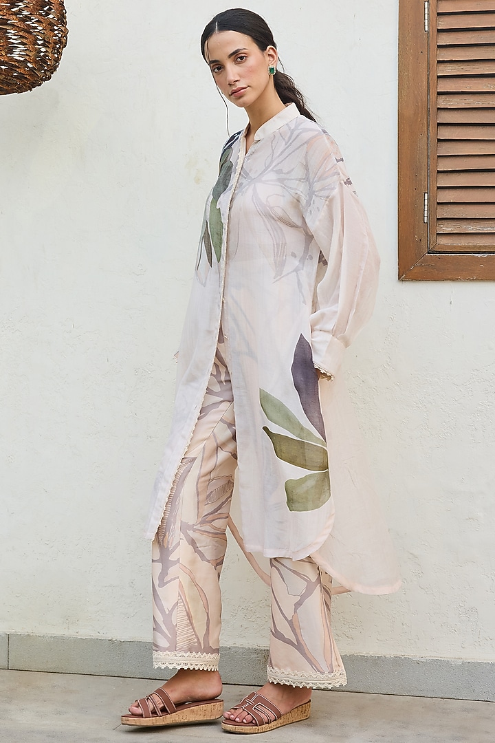 Pink Chanderi Printed Kurta Set by Varun Bahl Pret at Pernia's Pop Up Shop