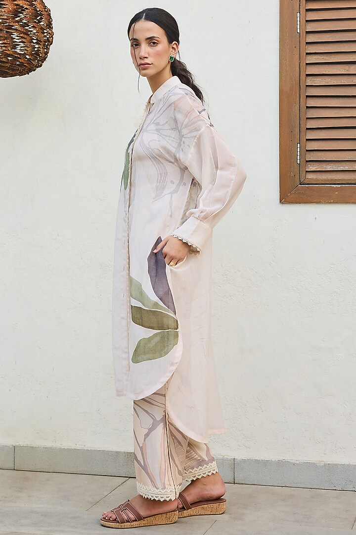 Pink Chanderi Printed Kurta Set by Varun Bahl Pret at Pernia's Pop Up Shop