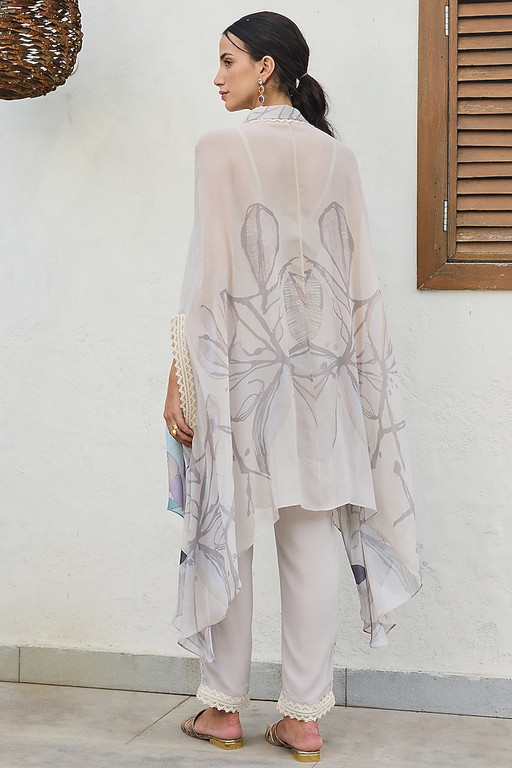 Grey Viscose Georgette Printed Tunic Set by Varun Bahl Pret at Pernia's Pop Up Shop