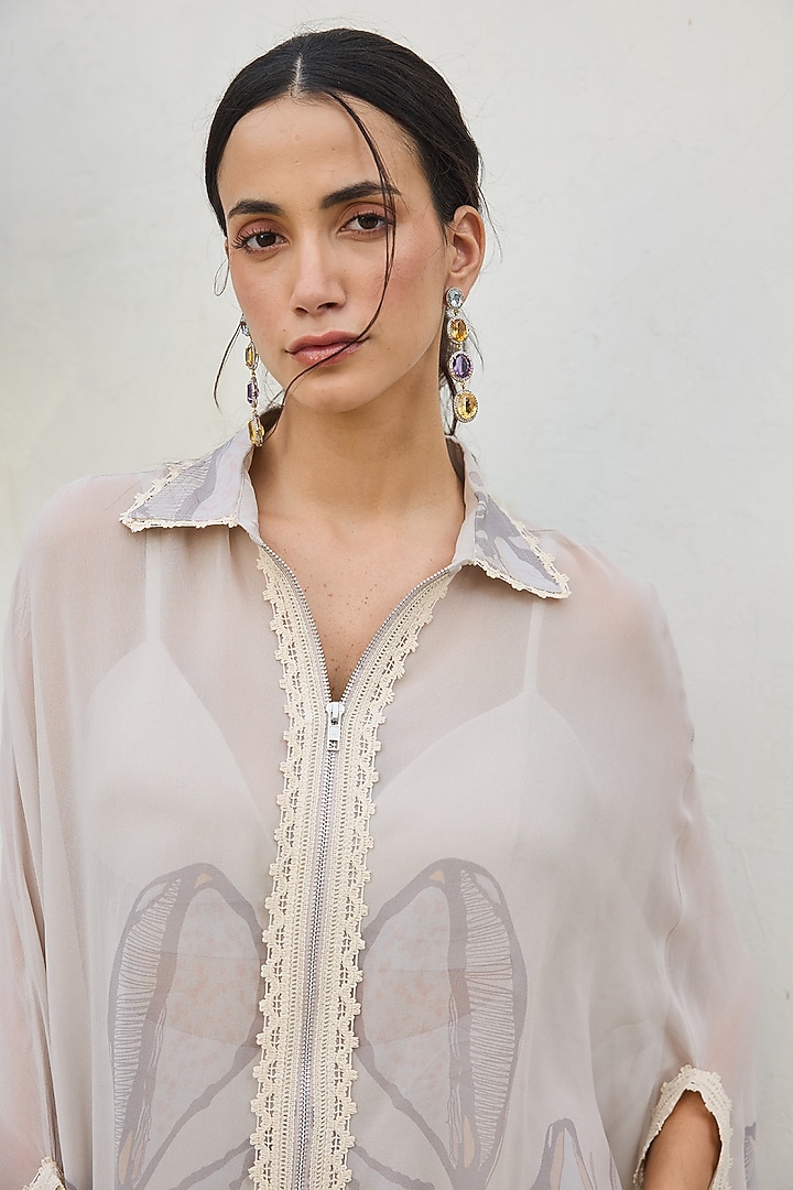 Grey Viscose Georgette Printed Tunic Set by Varun Bahl Pret at Pernia's Pop Up Shop