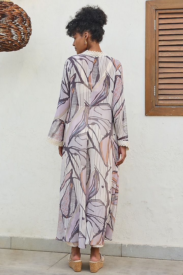 Ivory Viscose Georgette Printed Cape Set by Varun Bahl Pret at Pernia's Pop Up Shop