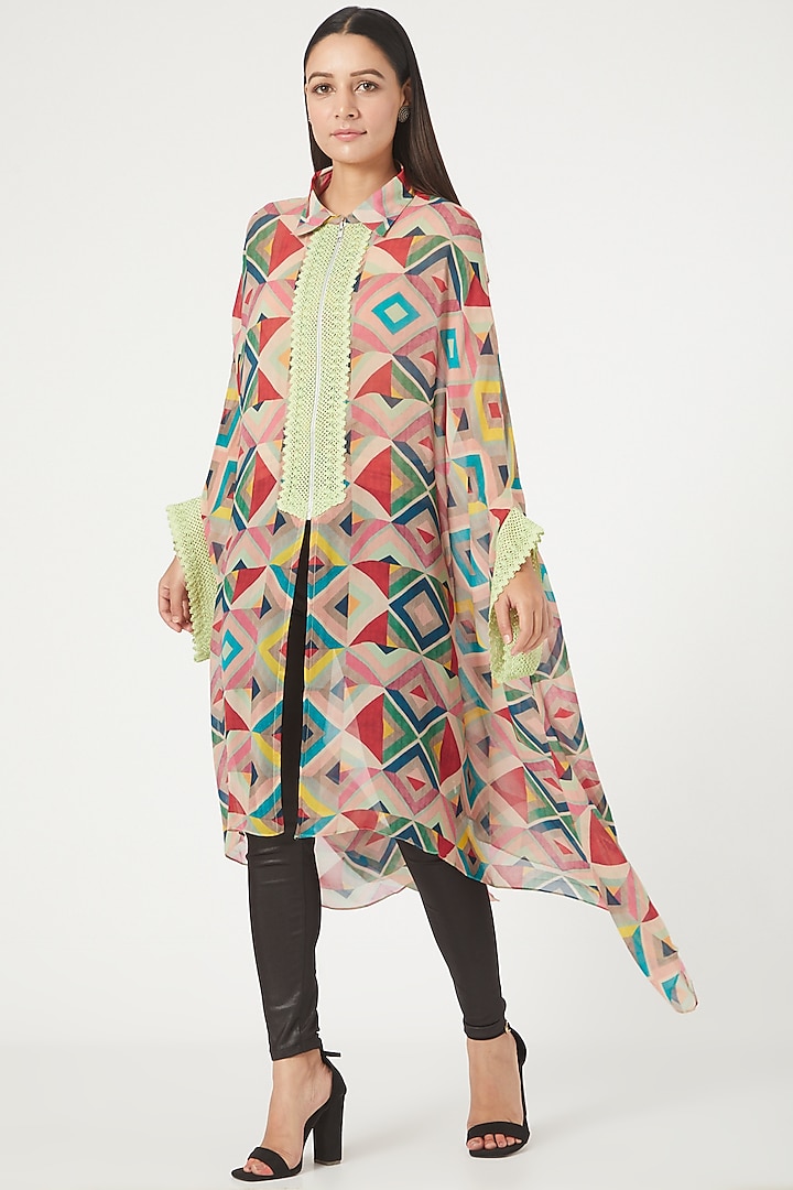 Multi Colored Digital Printed Shirt Tunic by Varun Bahl Pret