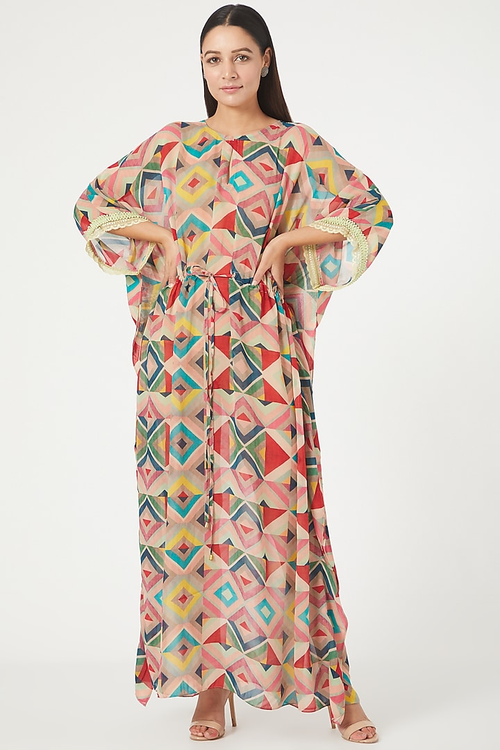 Multi Colored Blocked Kaftan by Varun Bahl Pret