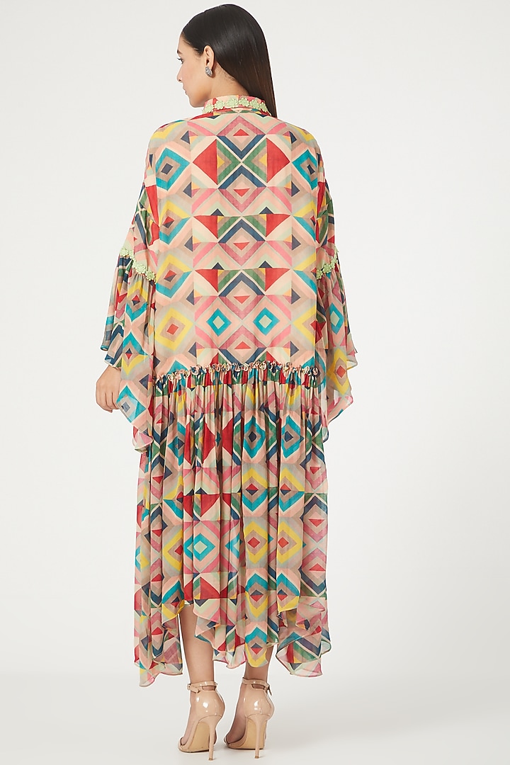 Multi Colored Georgette Tiered Vacation Dress by Varun Bahl Pret at Pernia's Pop Up Shop