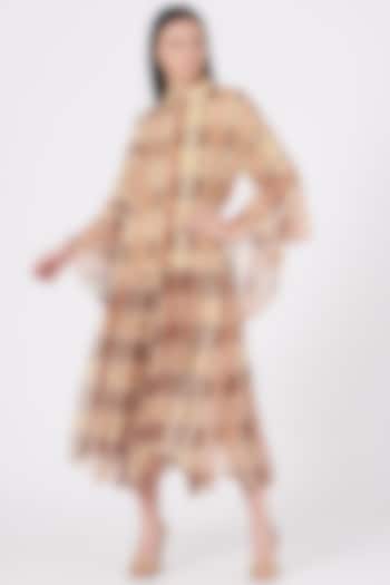 Multi-Colored Digital Printed Tiered Dress by Varun Bahl Pret