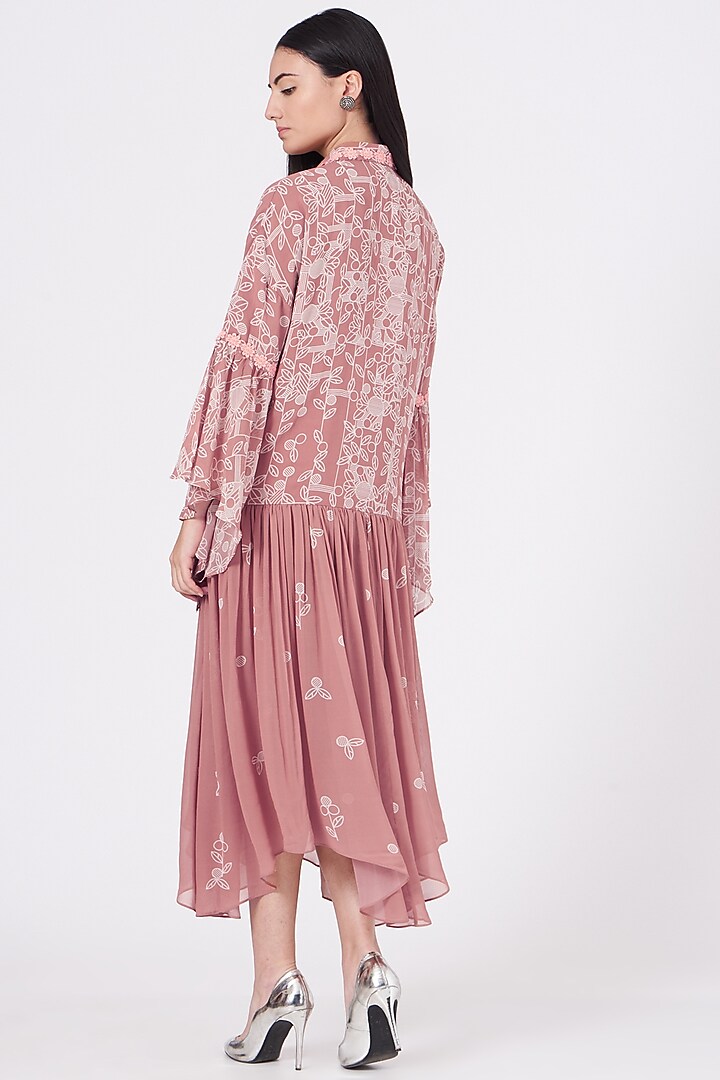 Wood Pink Printed Tiered Vacation Dress by Varun Bahl Pret at Pernia's Pop Up Shop