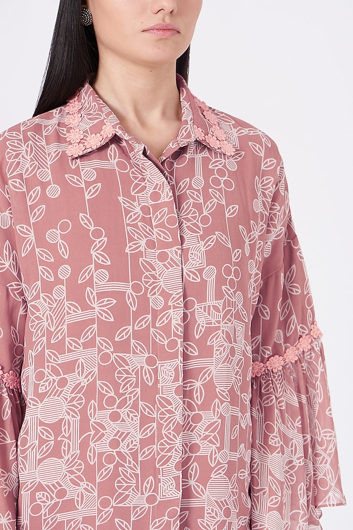 Wood Pink Printed Tiered Vacation Dress by Varun Bahl Pret at Pernia's Pop Up Shop