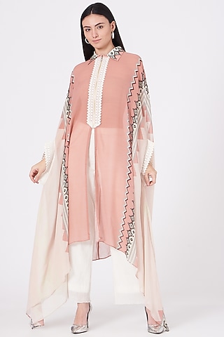 Wood Pink Digital Printed Shirt Tunic by Varun Bahl Pret