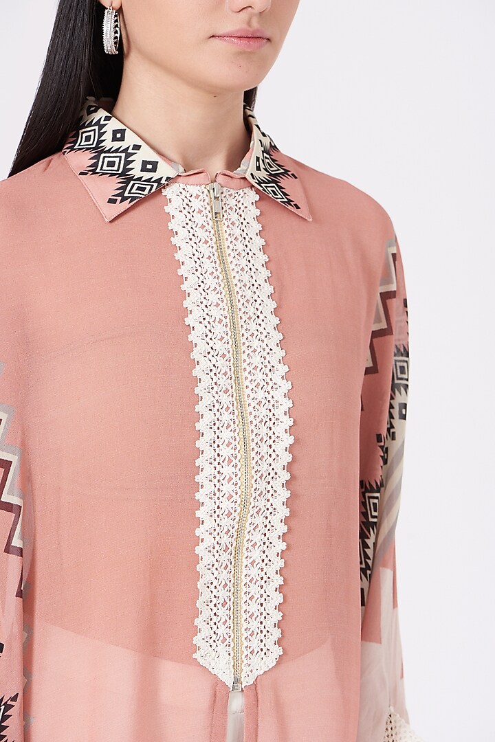 Wood Pink Digital Printed Shirt Tunic by Varun Bahl Pret at Pernia's Pop Up Shop