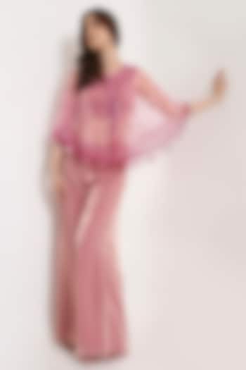 Pink Marble Tissue & Net Palazzo Pant Set by V. Bridals at Pernia's Pop Up Shop