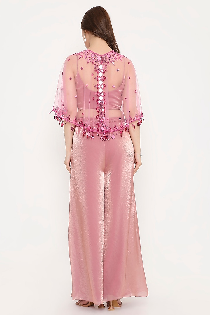 Pink Marble Tissue & Net Palazzo Pant Set by V. Bridals at Pernia's Pop Up Shop