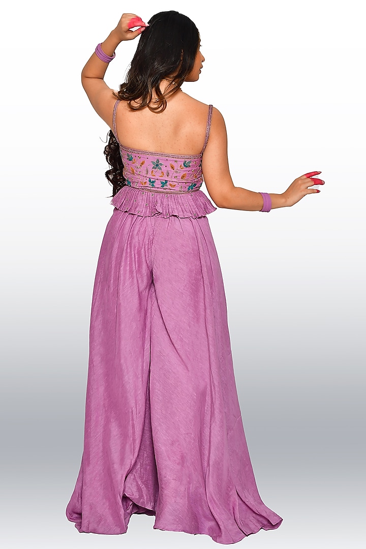 Light Purple Pleated Umbrella Palazzo Pant Set by Vaibhavi & Sejal at Pernia's Pop Up Shop