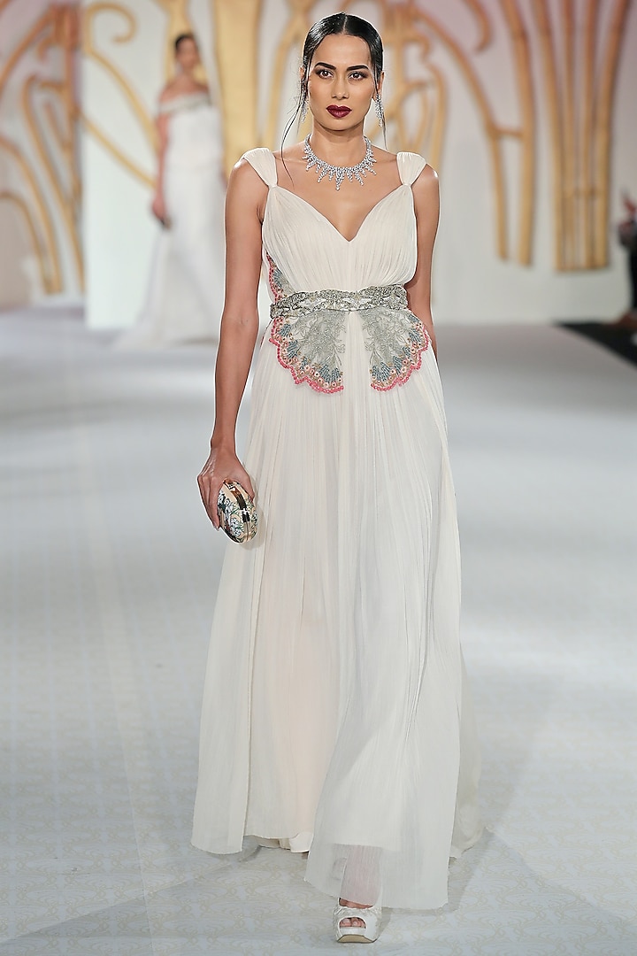 Ivory Embroidered Butterfly Gown by Varun Bahl