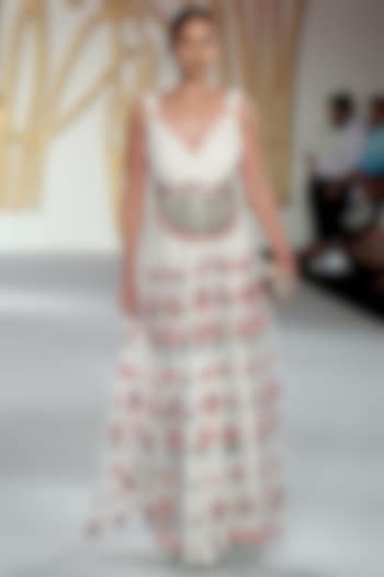 Ivory multi-colour embroidered gown available only at Pernia's Pop Up Shop.