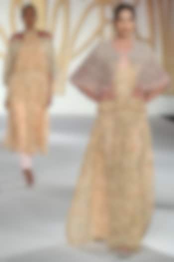 Peach embroidered scallop cape available only at Pernia's Pop Up Shop.