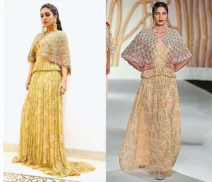 Peach embroidered scallop cape available only at Pernia's Pop Up Shop.
