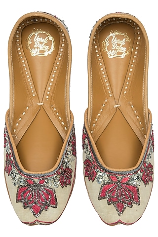 Mint Green Dual Tone Embroidered Juttis by Vareli Bafna Designs
