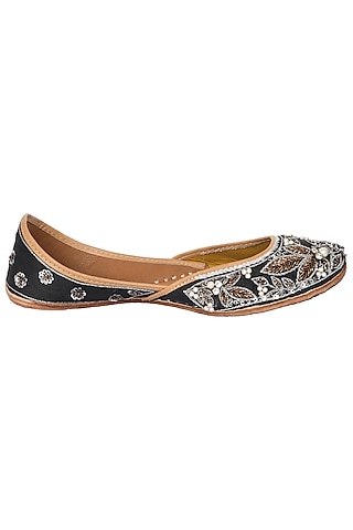 Black Swarovski Embroidered Juttis by Vareli Bafna Designs
