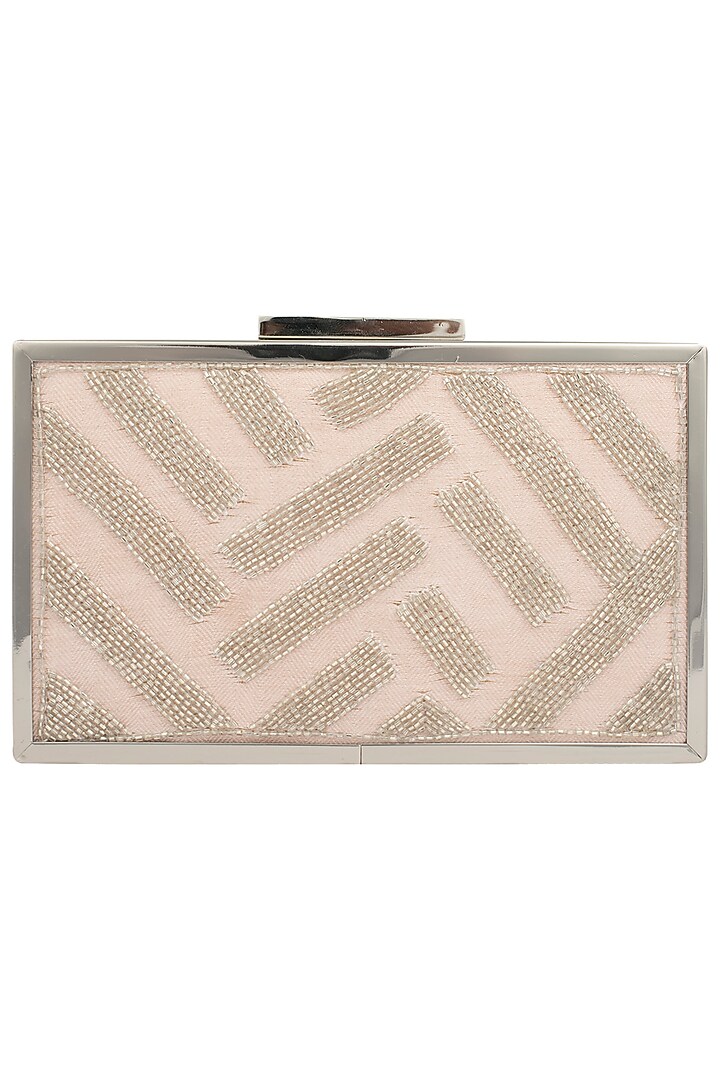 Pink silver cutdana embroidered clutch available only at Pernia's Pop Up Shop.