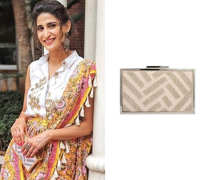 Pink silver cutdana embroidered clutch available only at Pernia's Pop Up Shop.