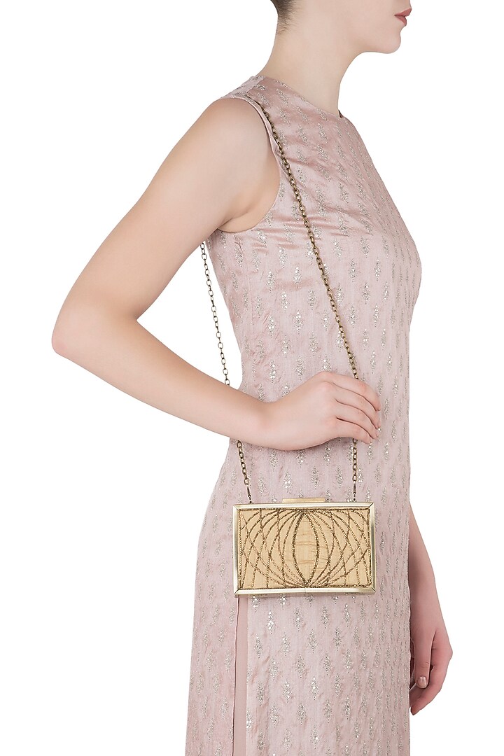 Golden embroidered antique frame clutch available only at Pernia's Pop Up Shop.