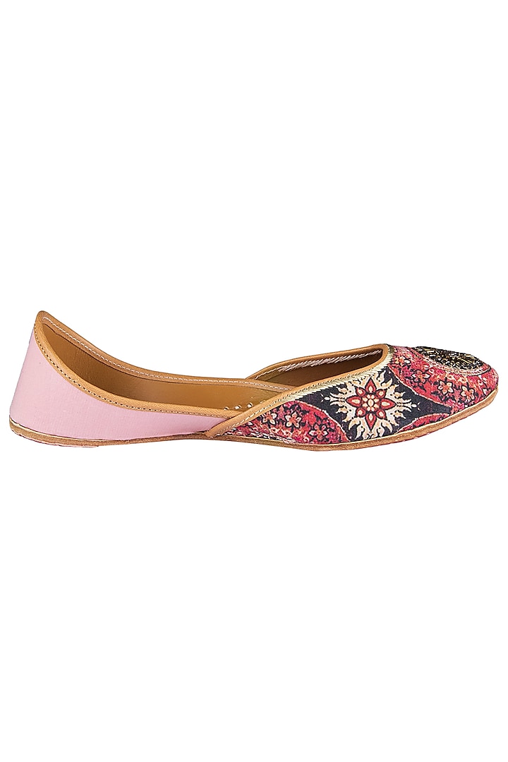 Multi-Coloured Printed and Embroidered Juttis by Vareli Bafna Designs