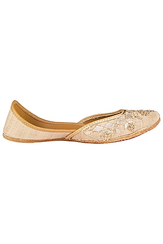 Gold Embroidered Juttis by Vareli Bafna Designs