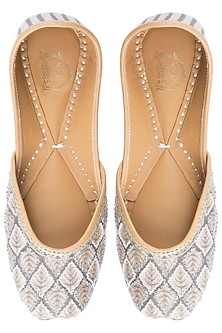 Grey Embroidered Juttis by Vareli Bafna Designs