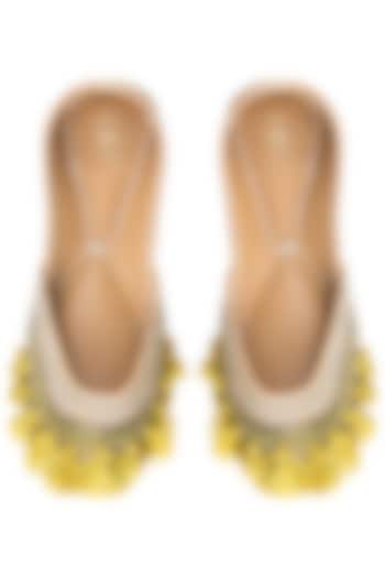 Corn Yellow Embroidered Juttis by Vareli Bafna Designs at Pernia's Pop Up Shop