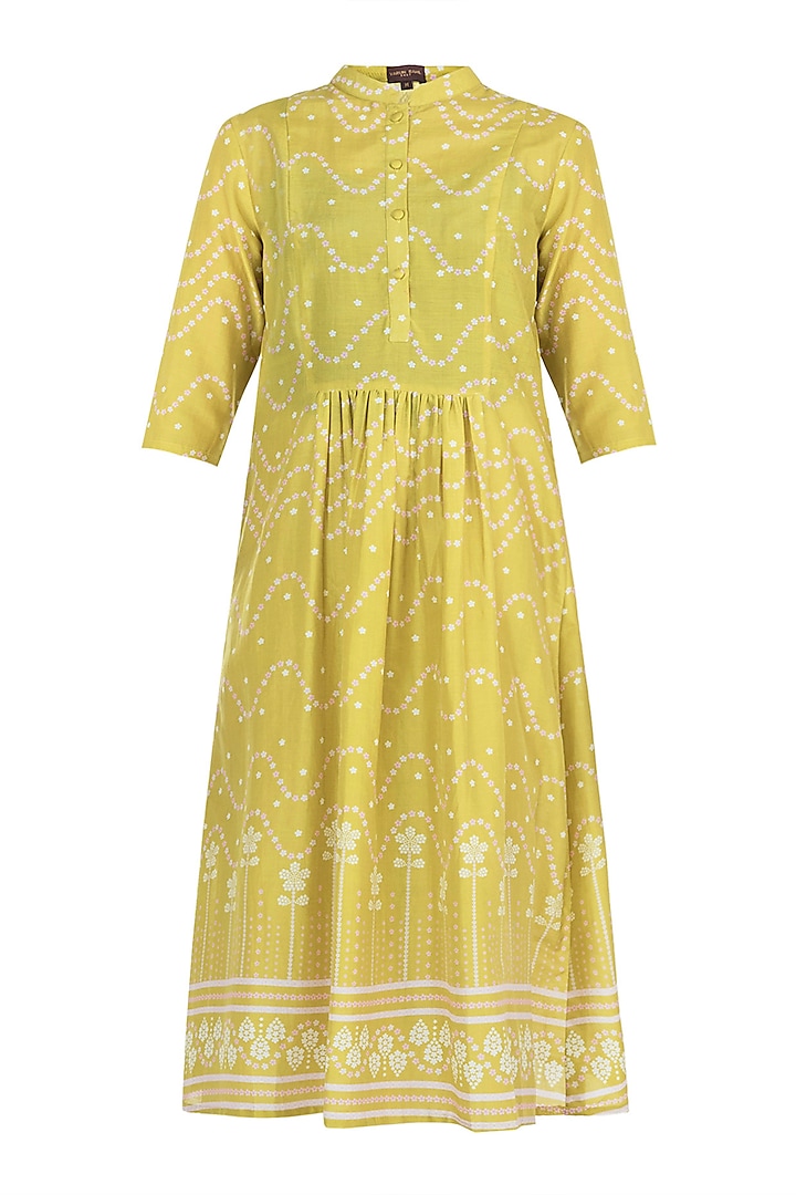 Mustard gathers tunic Design by Varun Bahl Pret at Pernia's Pop Up Shop ...
