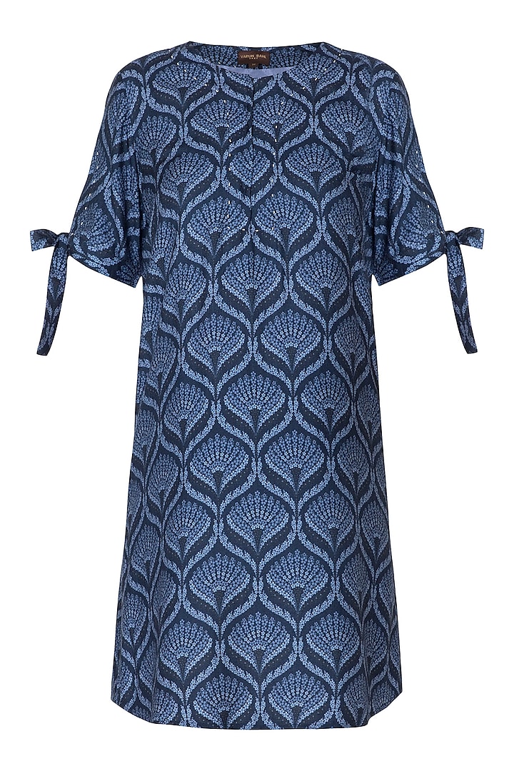 Midnight blue embellished tunic by Varun Bahl Pret