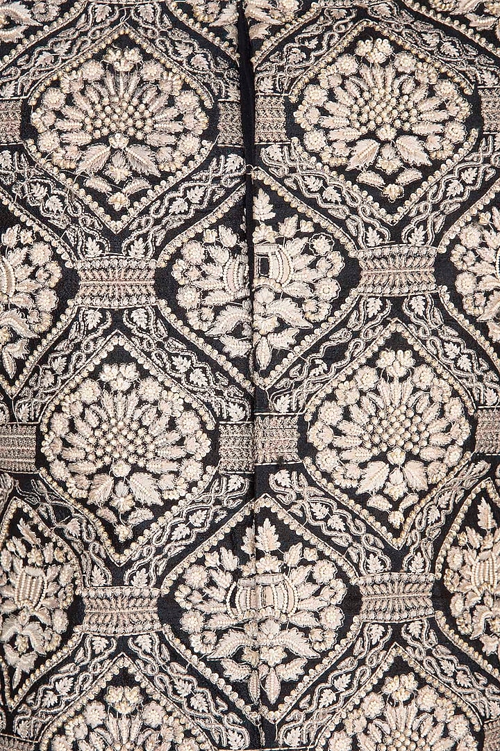 Grey Embroidered Groom Bandhgala Jacket With Pants by Varun Bahl Men at Pernia's Pop Up Shop