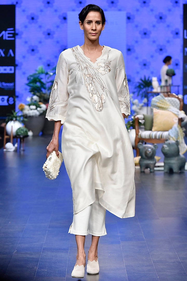 Ivory Tunic With Pants by Varun Bahl